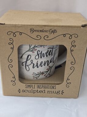 Brownlow Gifts Sweet Friend Sculpted Mug Floral Ceramic Coffee Cup w/ Box